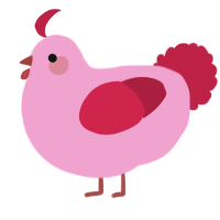 A pink and crimson chicken