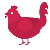 A crimson chicken with a head pattern