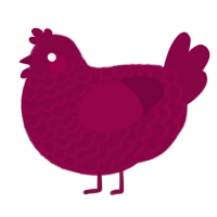 A maroon chicken with a lace pattern
