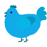 A sky and cerulean chicken with a lace pattern
