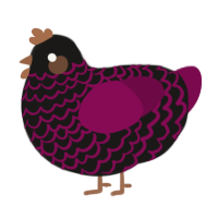 A sable and wine chicken with a lace pattern