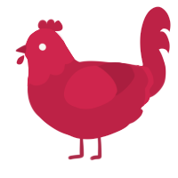 A crimson chicken with a head pattern