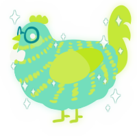 A mint and lime chicken with a bar pattern