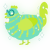 A mint and lime chicken with a bar pattern
