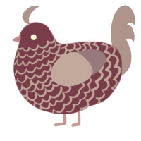 A plum and blurple chicken with a lace pattern