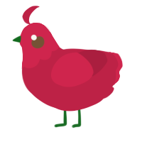 A crimson chicken with a head pattern