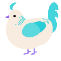 A cream and aqua chicken with a neck-band pattern