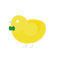 A yellow chicken with a head pattern