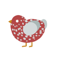 A red and silver chicken with a speckle pattern