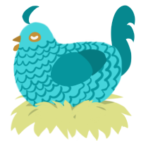 A aqua and teal chicken with a lace pattern