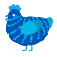 A ultramarine and cerulean chicken with a bar pattern