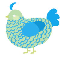 A gluppy and sky chicken with a lace pattern