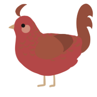 A red and russet chicken with a half-lace pattern