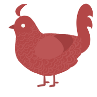 A red chicken with a double-lace pattern