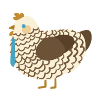 A cream and bark chicken with a lace pattern