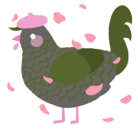 A grey and olive chicken with a lace pattern