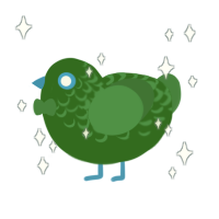 A leaf and viridian chicken with a half-lace pattern