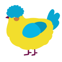 A yellow and cerulean chicken