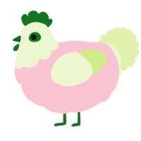 A rose and apple chicken with a head pattern