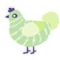 A gluppy and apple chicken with a bar pattern