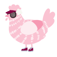 A rose chicken with a bar pattern