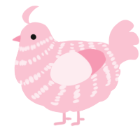 A rose chicken with a bar pattern