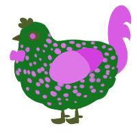 A leaf and orchid chicken with a speckle pattern