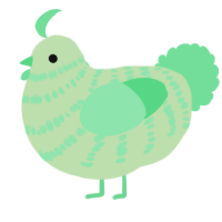 A gluppy and spring chicken with a bar pattern