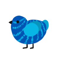 Blueberry, a ultramarine and cerulean chicken with a bar pattern