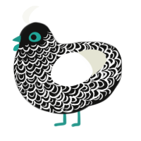 A black and white chicken with a double-lace pattern