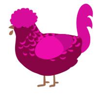 A maroon and fuchsia chicken with a half-lace pattern
