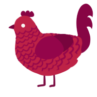 A crimson and maroon chicken with a lace pattern