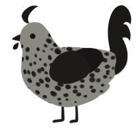 A ash and sable chicken with a speckle pattern
