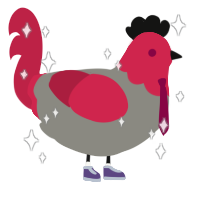 A ash and crimson chicken with a head pattern