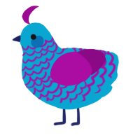 A cerulean and plum chicken with a lace pattern