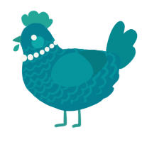 A sea and teal chicken with a lace pattern