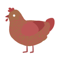 A brown and red chicken with a double-lace pattern