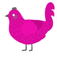 A fuchsia chicken with a speckle pattern