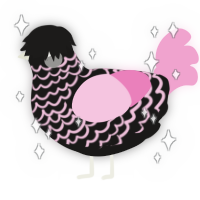 A sable and pink chicken with a lace pattern