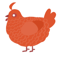 A vermilion chicken with a lace pattern