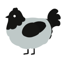 A silver and black chicken with a head pattern