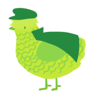A lime and grass chicken with a lace pattern