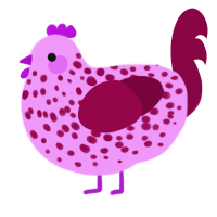 A lavender and maroon chicken with a speckle pattern