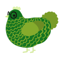 A leaf and chartreuse chicken with a lace pattern