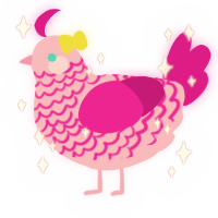 A pink and fuchsia chicken with a lace pattern