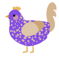 A blurple and beige chicken with a speckle pattern