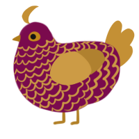 A wine and gold chicken with a lace pattern