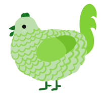 A gluppy and grass chicken with a lace pattern