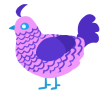A lavender and indigo chicken with a lace pattern