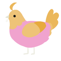 A pink and honey chicken with a head pattern